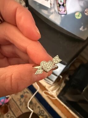 T.J.Maxx Silver Heart and Arrow Ring with Pavé Crystals
